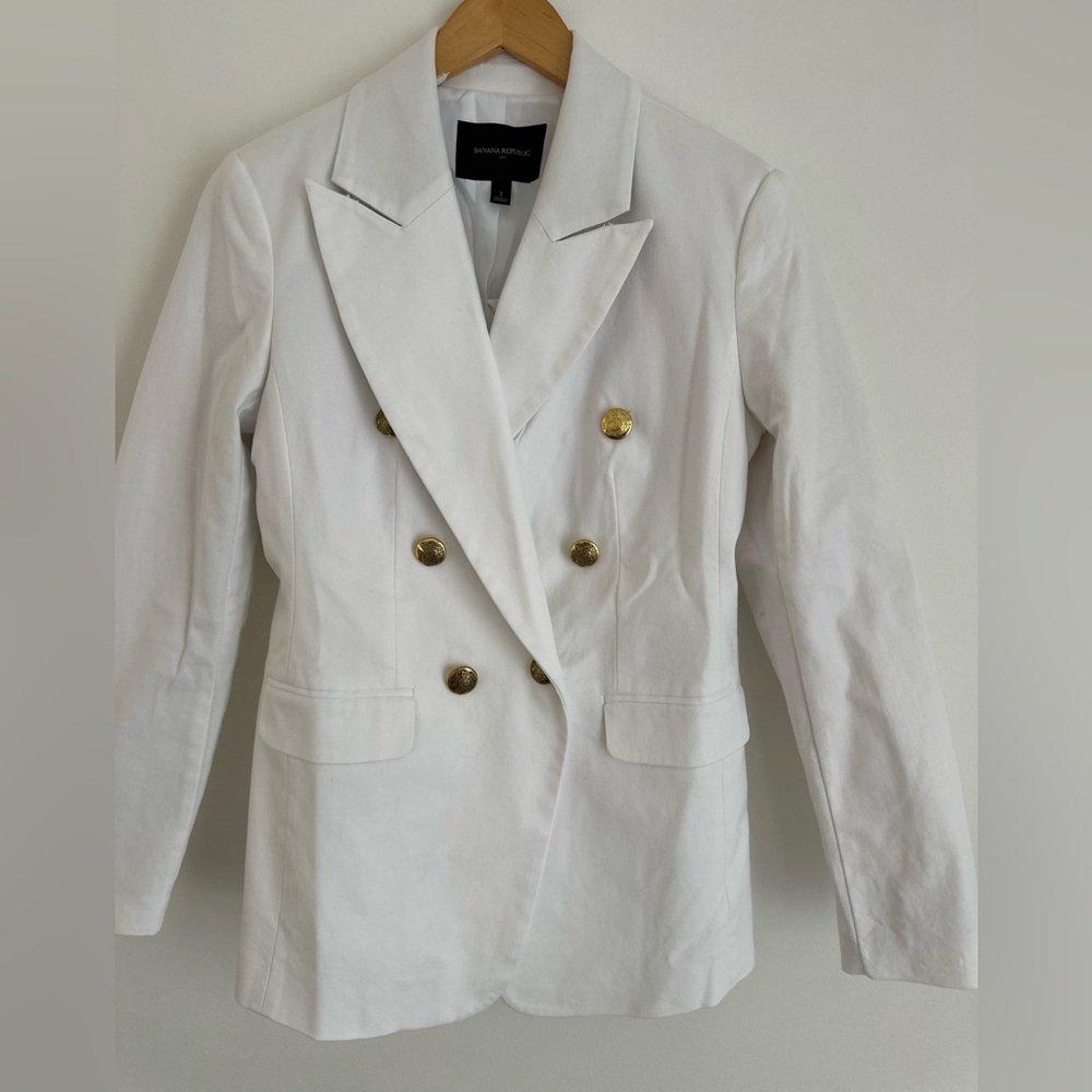 Banana Republic White Blazer with Gold Buttons